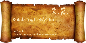 Kubányi Réka névjegykártya